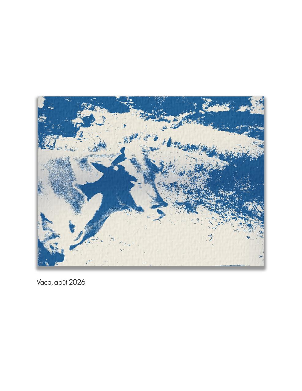 Cyanotype « Vaca » : composition abstraite évoquant une silhouette animale